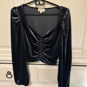 Meraki Midnight Velvet Ruched Blouse